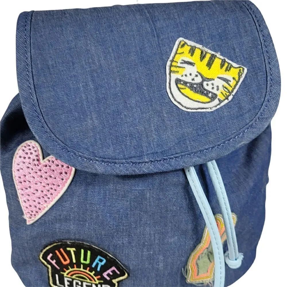 Mini Denim Patchwork Backpack Purse - Picture 2 of 7